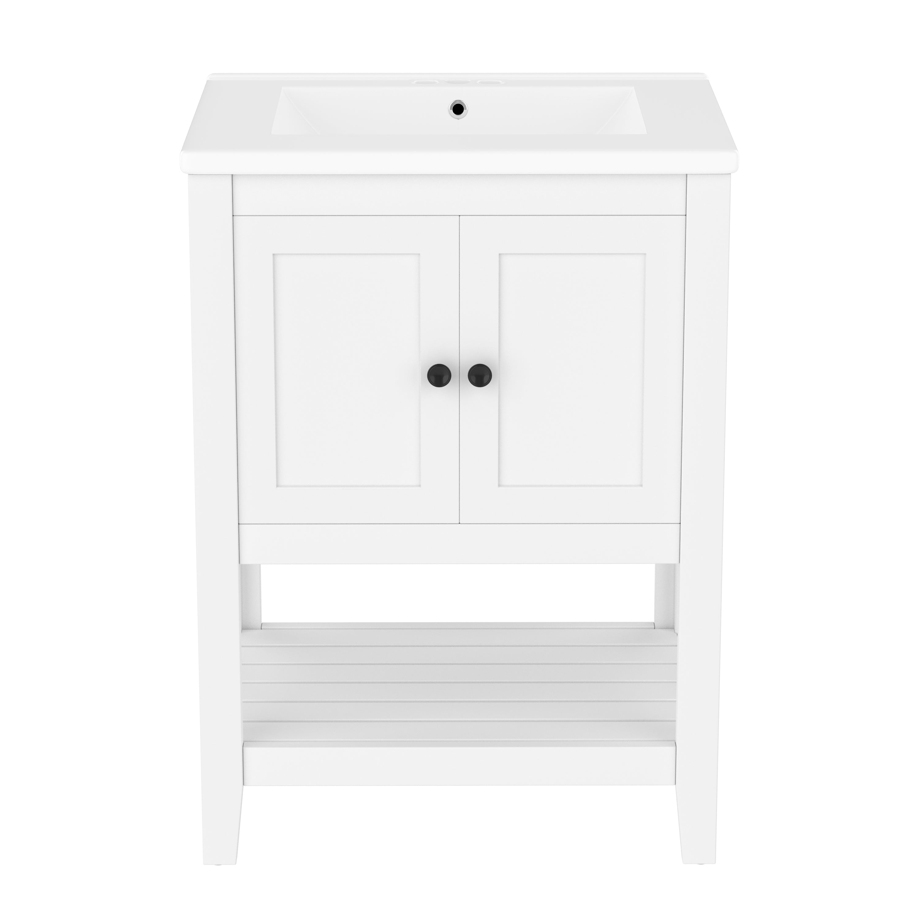VanityFus 24-in White Bathroom Vanity Single Sink Combo Ceramic Top 1 door Undermount